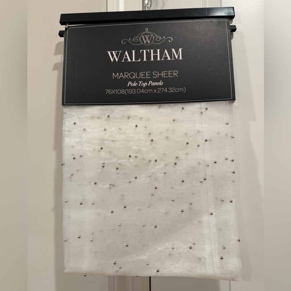 🎀NWT~WALTHAM White Sheer Curtain Panel SIZE 76 X 108